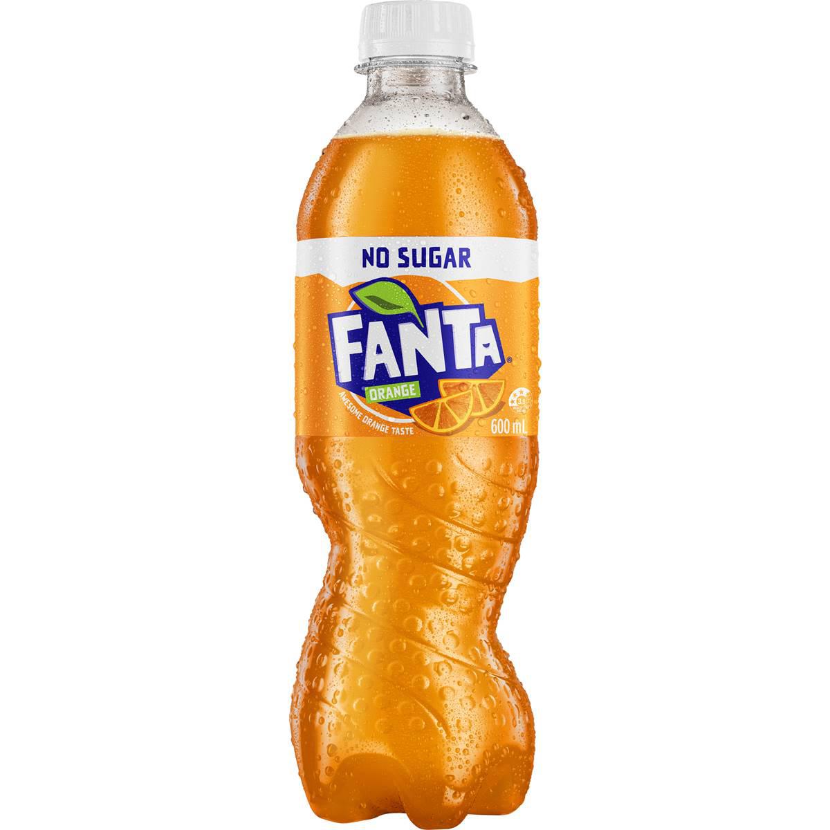 Fanta Orange Zero Sugar Soft Drink Bottles 600ml
