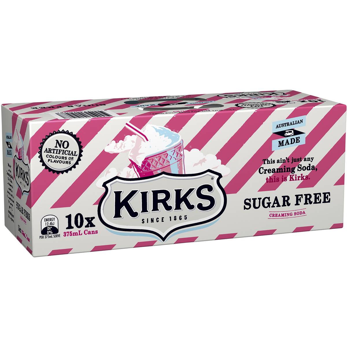 Kirks Creaming Soda Sugar Free Soda Soft Drink Cans 10x375ml