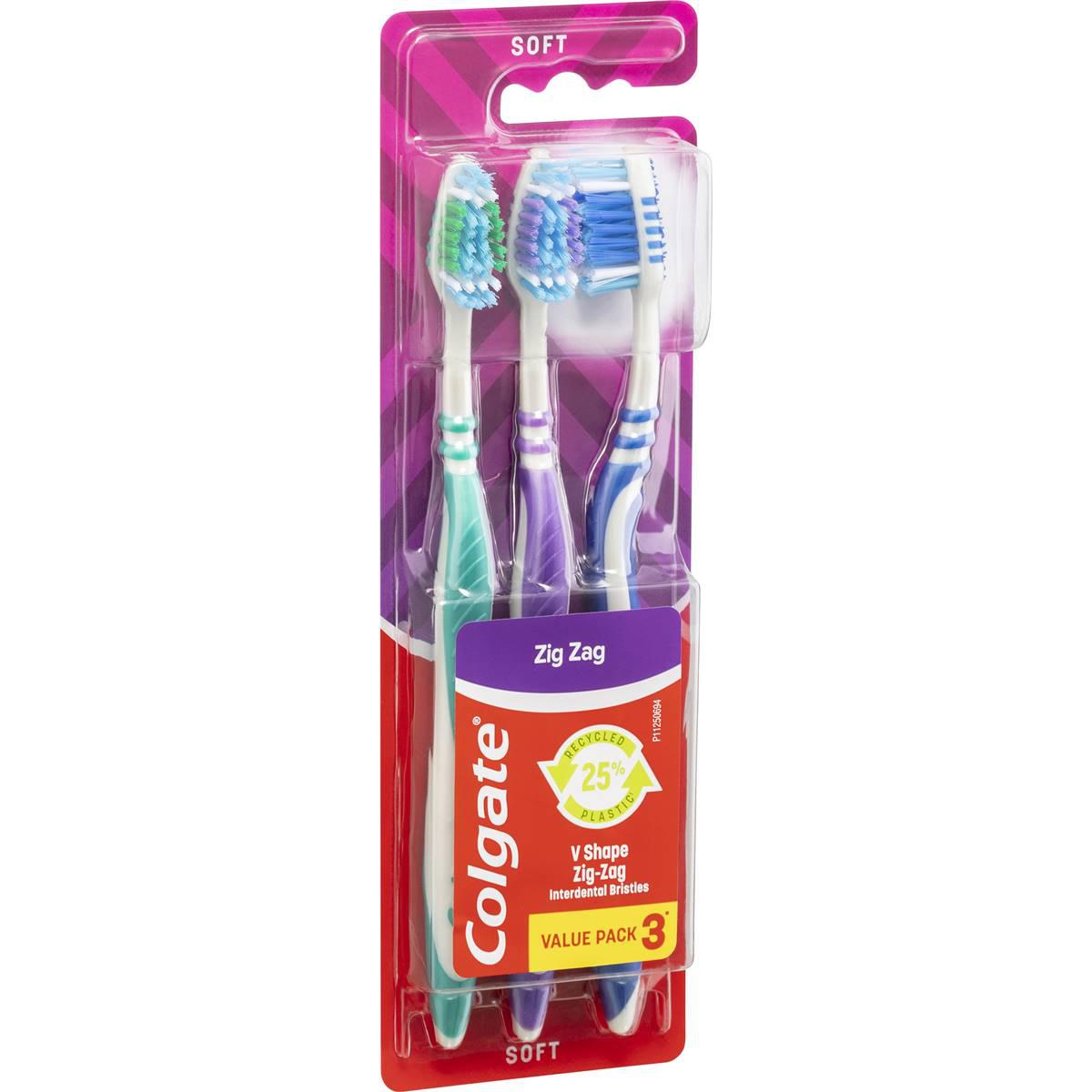 Colgate Toothbrush Zig Zag Interdental Clean Soft 3 Pack