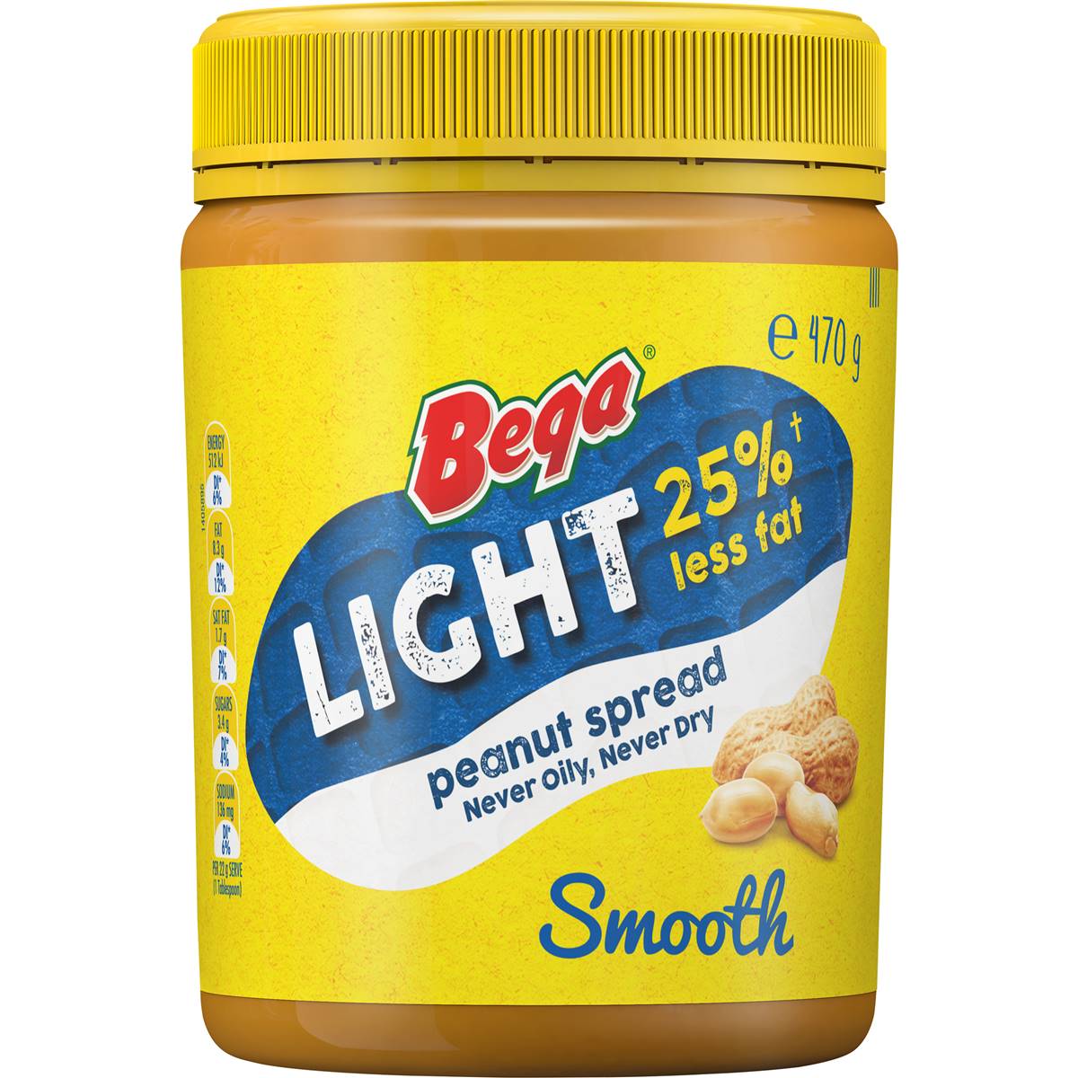 Bega Light Peanut Butter Smooth 470g