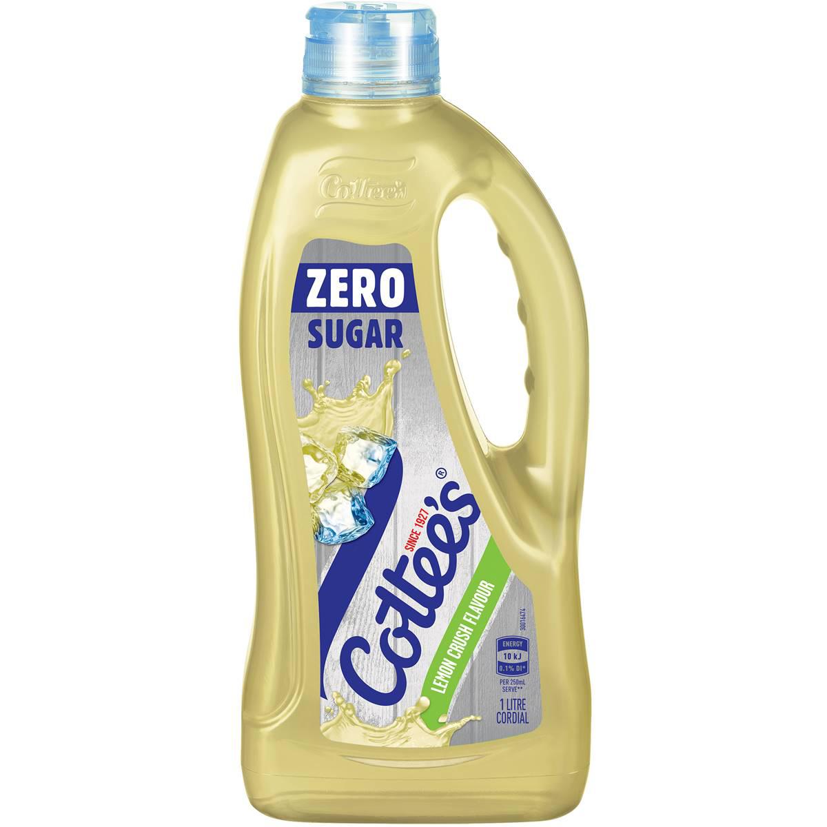 Cottee's Zero Sugar Cordial Lemon Cordial Lemon Crush Bottle 1l
