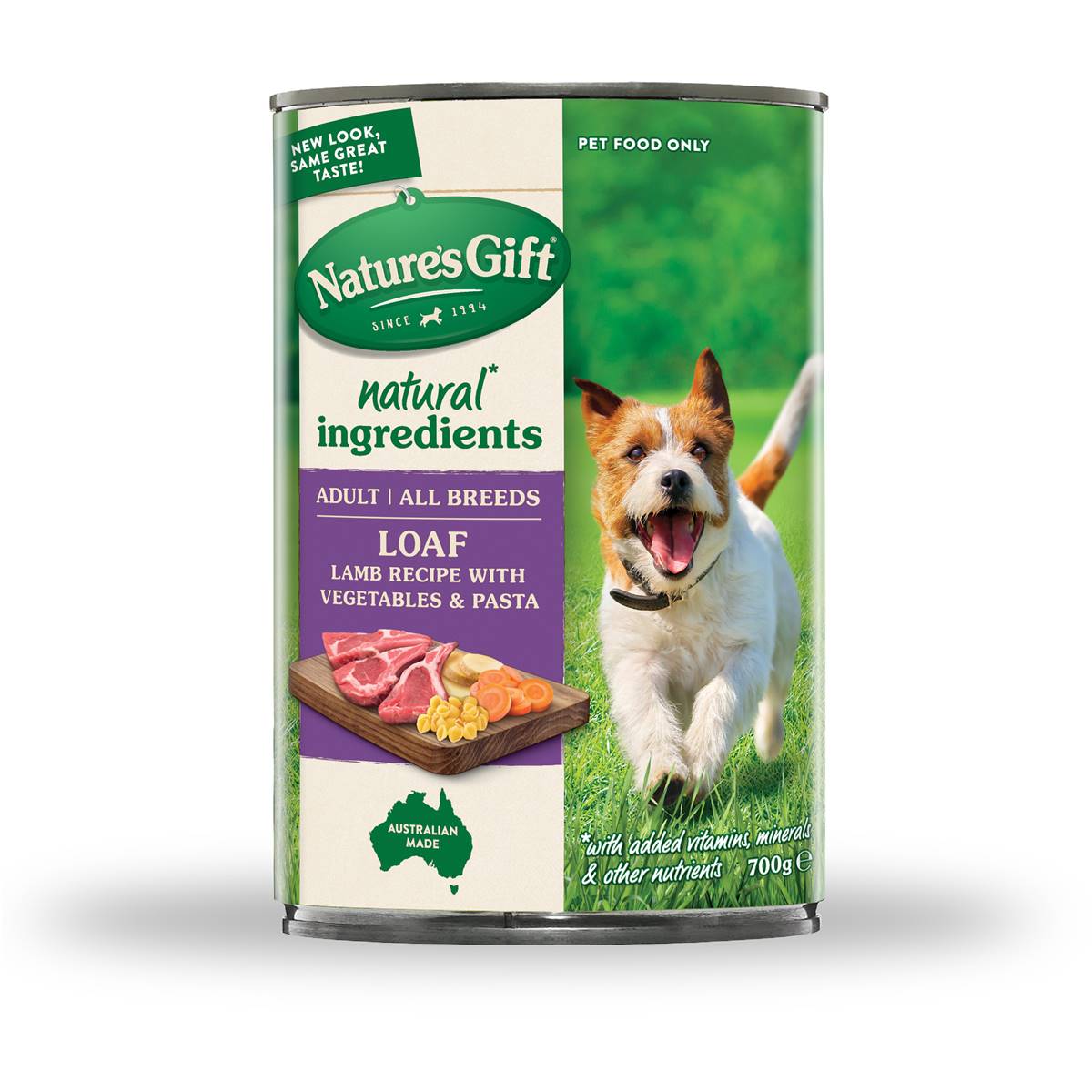 Nature's Gift Adult Wet Dog Food Loaf Lamb Recipe With Vegetables & Pasta 700g