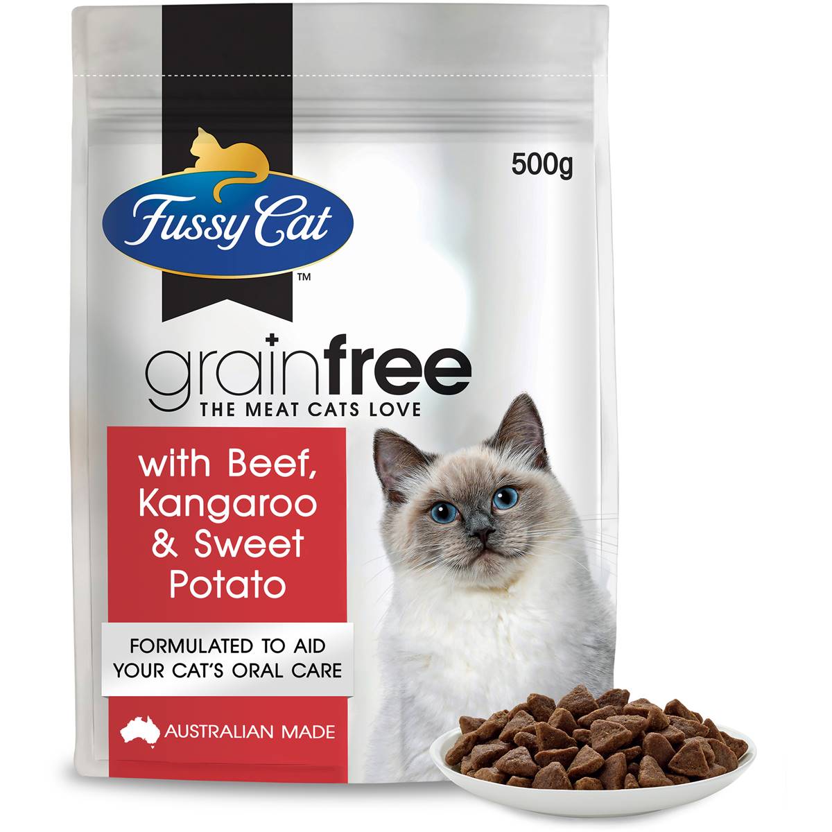 Fussy Cat Grain Free Adult Dry Cat Food Beef & Kangaroo & Sweet Potato 500g
