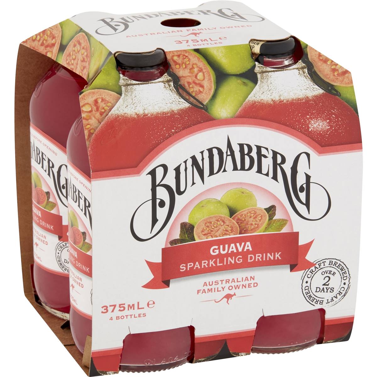 Bundaberg Sparkling Guava Sparkling Drink Bottles 4x375ml