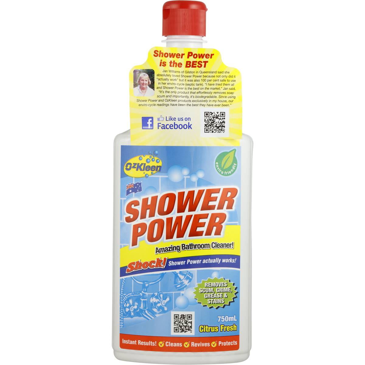 Ozkleen Shower Power Squeeze Pack 750ml