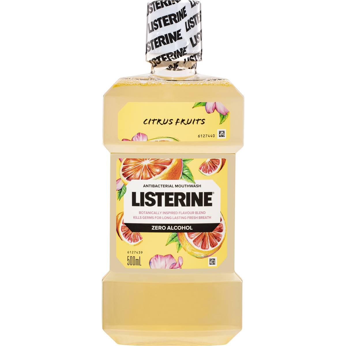 Listerine Zero Alcohol Antibacterial Mouthwash Citrus Fruits 500ml