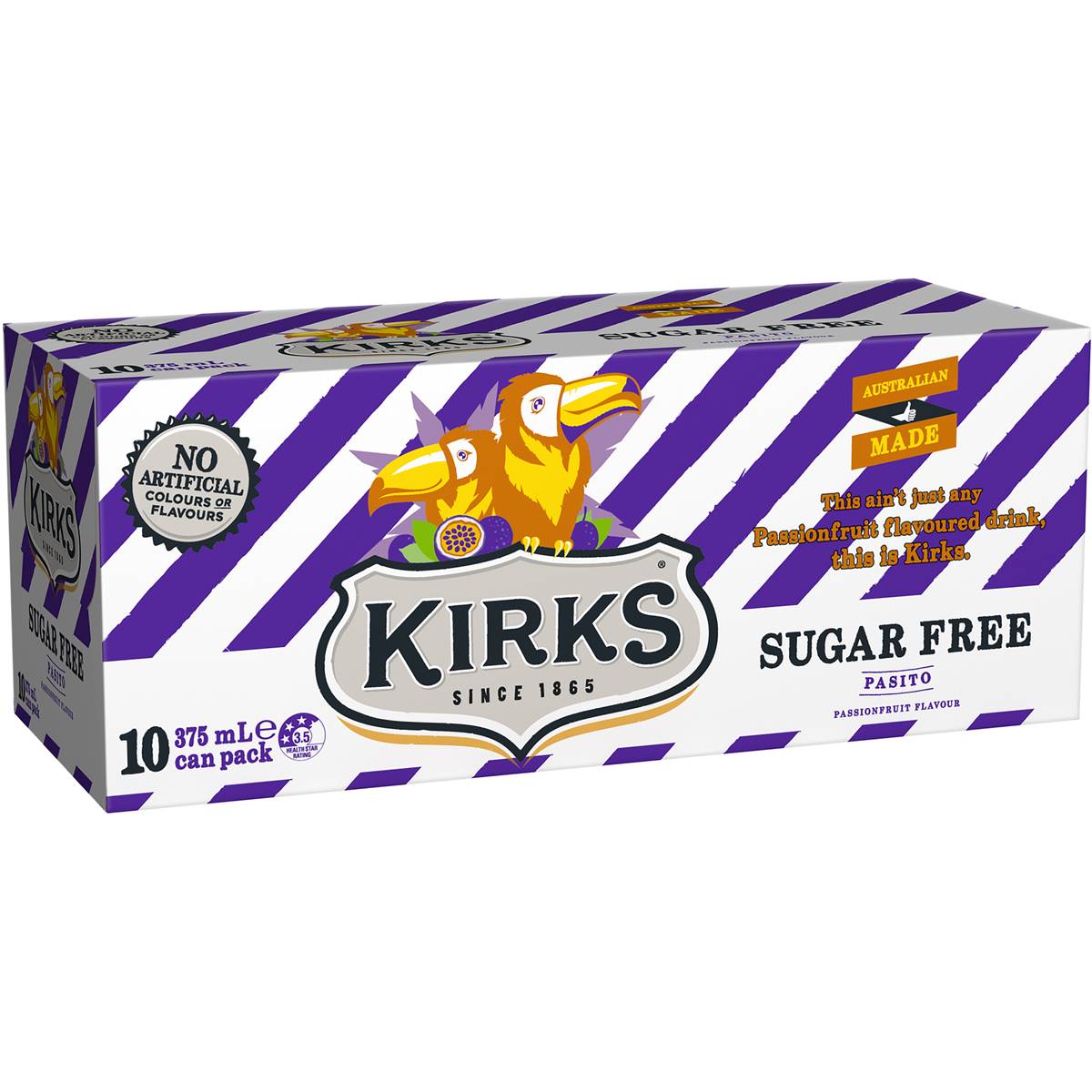 Kirks Sugar Free Pasito Soft Cans 10x375ml