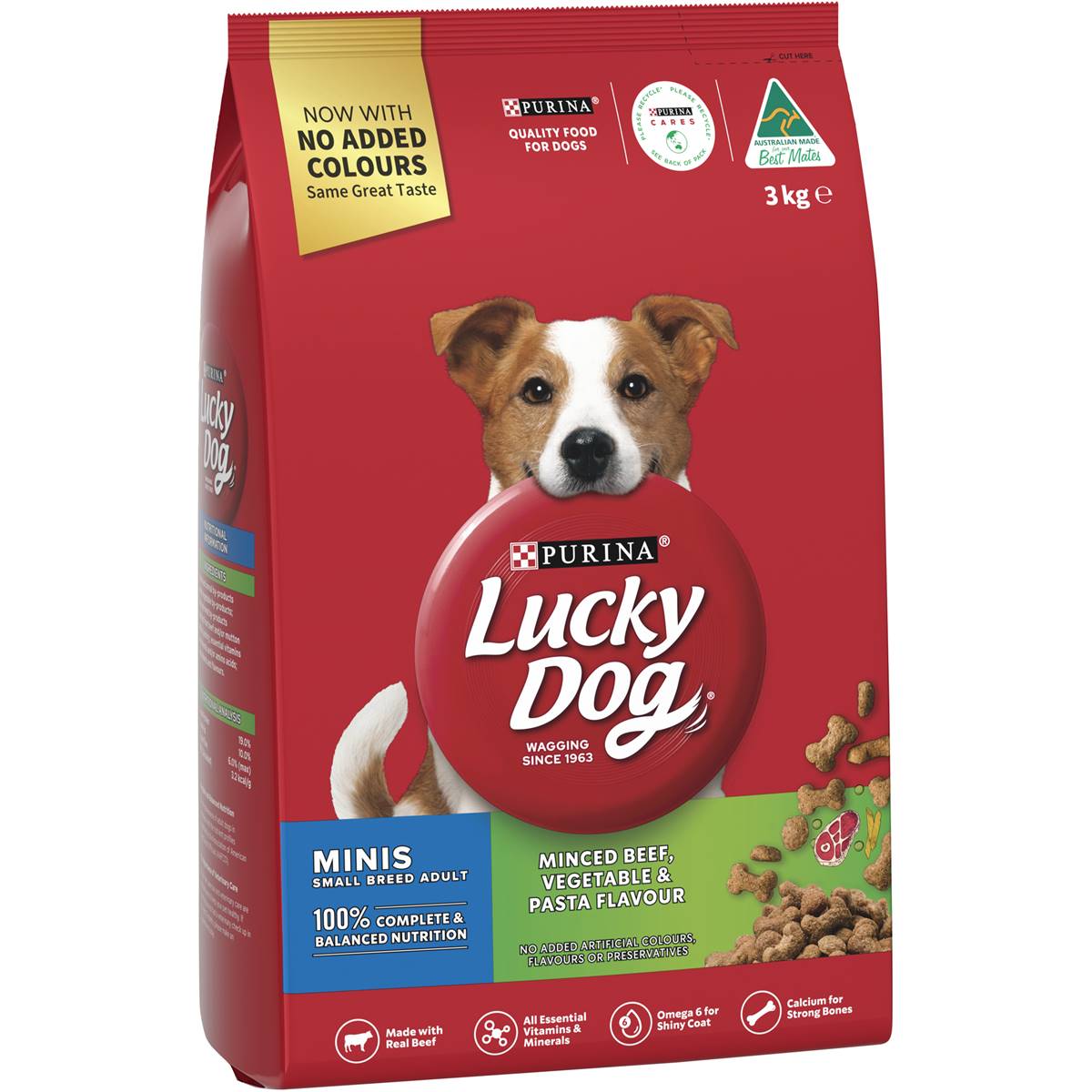 Lucky Dog Adult Minis Minced Beef Vege & Pasta Dry Dog Food 3kg