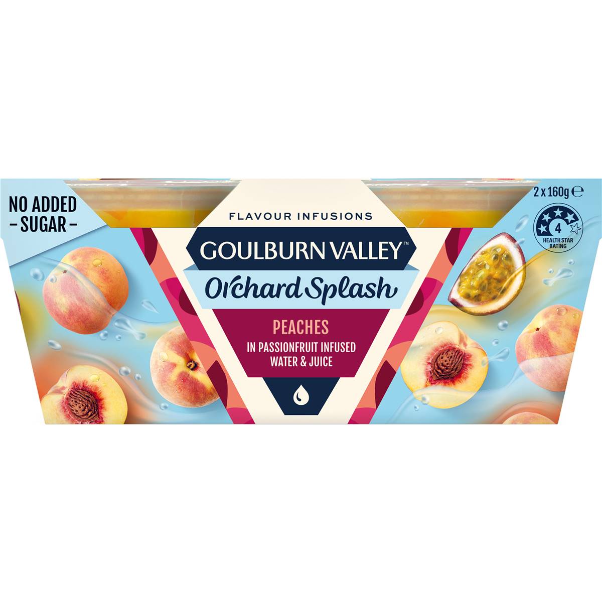 Goulburn Valley Orchard Splash Peaches In Passionfruit Infused Water 2x160g