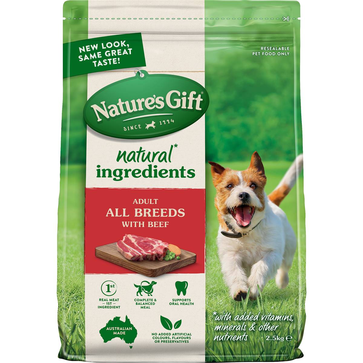 Nature's Gift Adult All Breed Dog Food With Beef 2.5kg