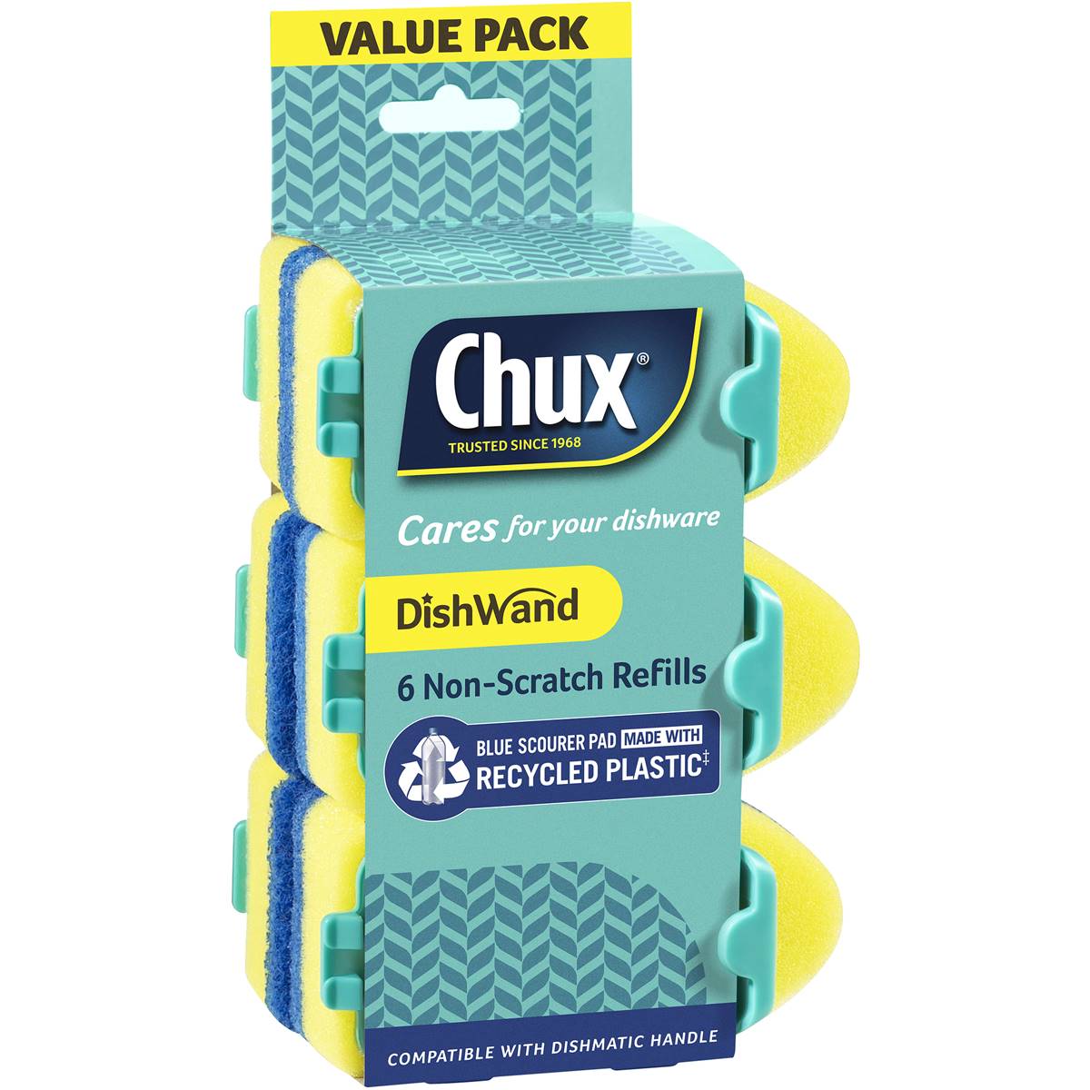 Chux Dishwand Non Scratch Refills 6 Pack