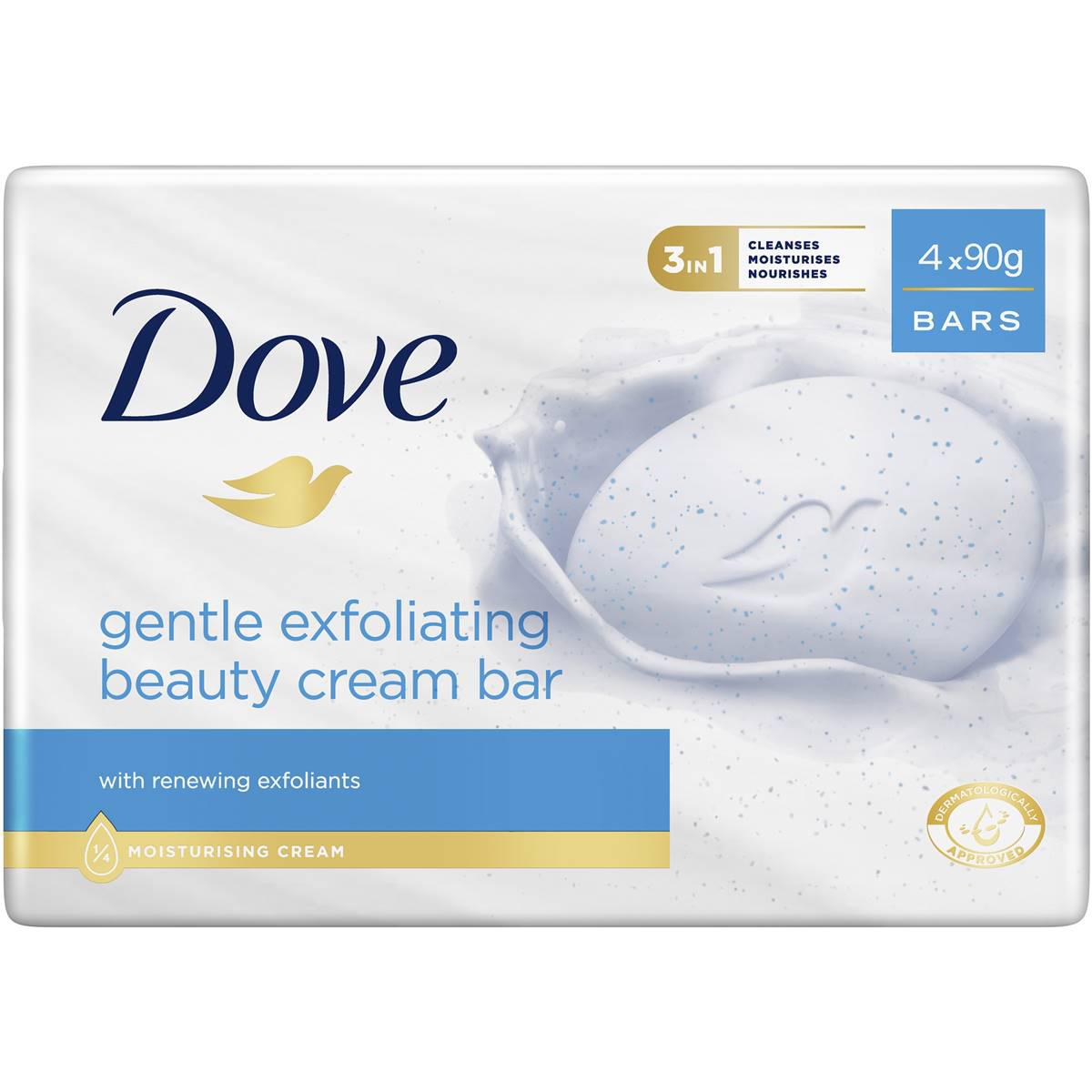 Dove Gentle Beauty Cream Bar Exfoliating Soap 4x90g