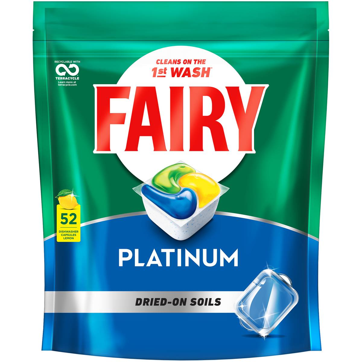Fairy Platinum All In One Lemon Automatic Dishwasher Tablets 52 Pack