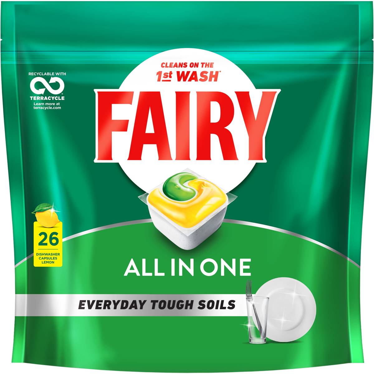 Fairy Original All In One Lemon Automatic Dishwasher Tablets 26 Pack