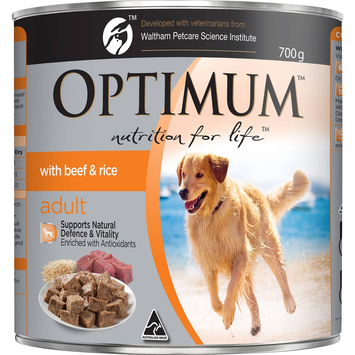 Optimum Adult Wet Dog Food Beef & Rice Can 700g