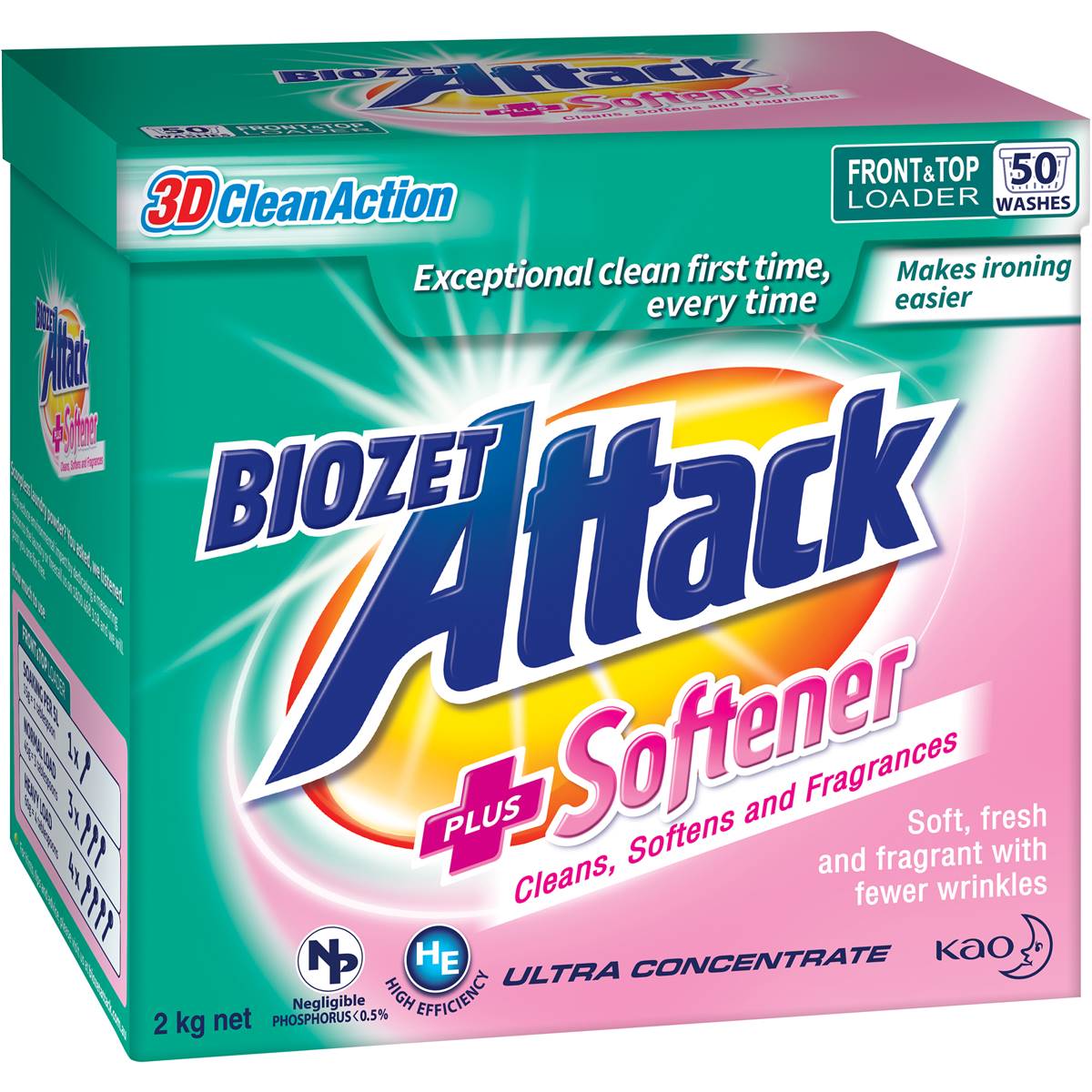 Biozet Attack Laundry Powder With Softener 2kg