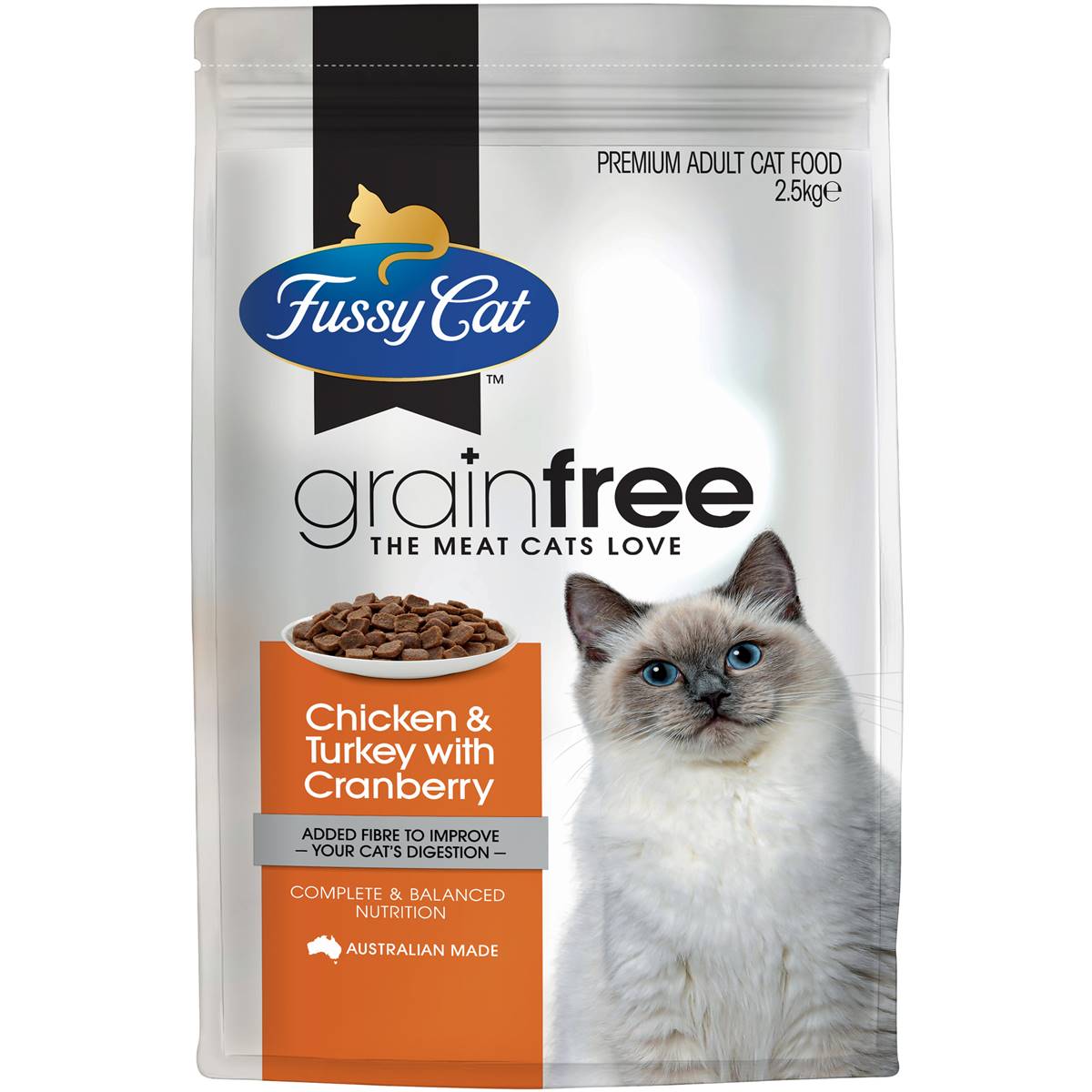 Fussy Cat Grain Free Adult Dry Cat Food Chicken & Turkey & Cranberries 2.5kg