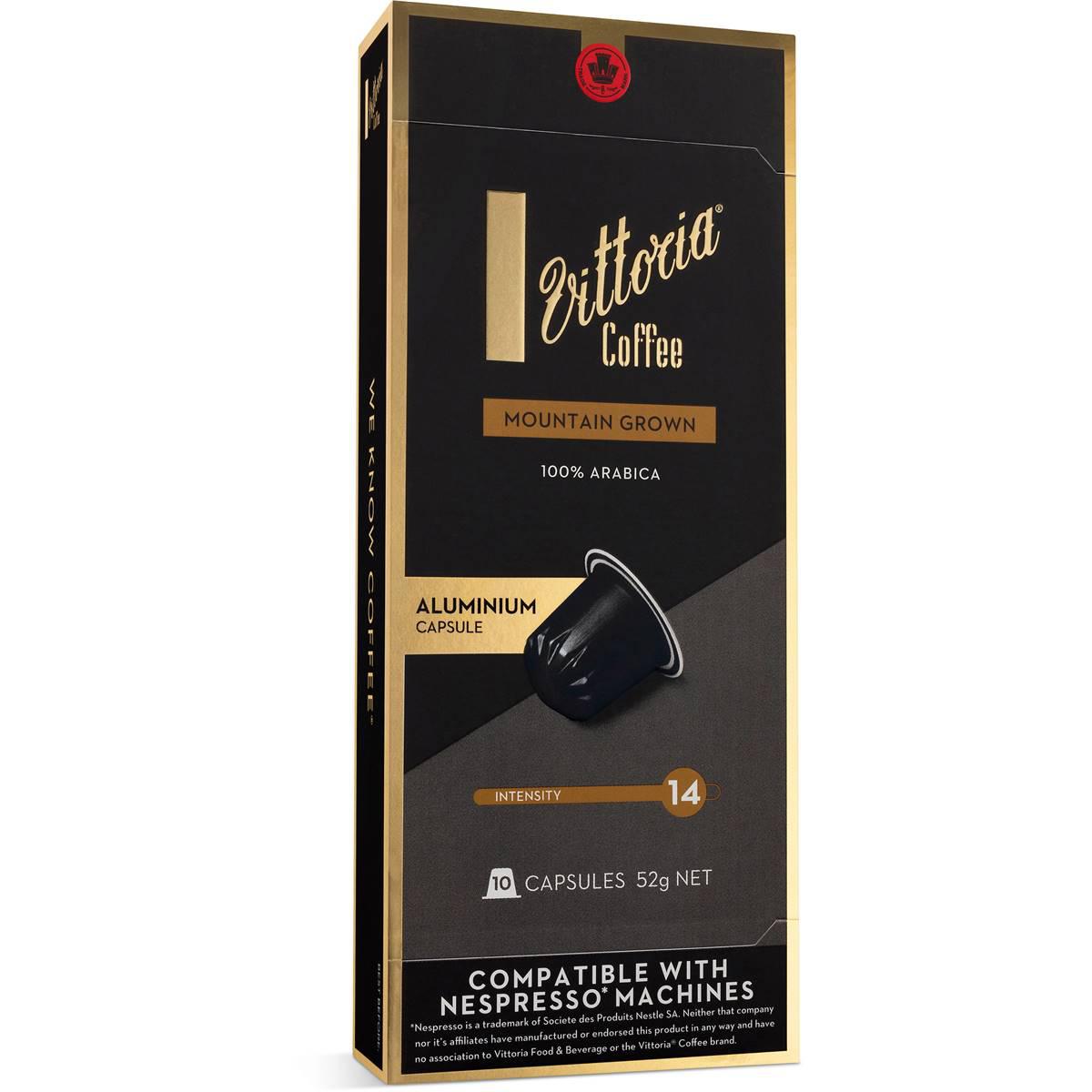 Vittoria Mountain Grown Nespresso Compatible Coffee Capsules Pack 10 Pack