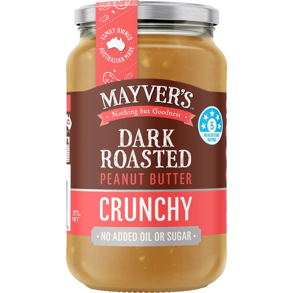 Mayver's Dark Peanut Butter Crunchy 375g