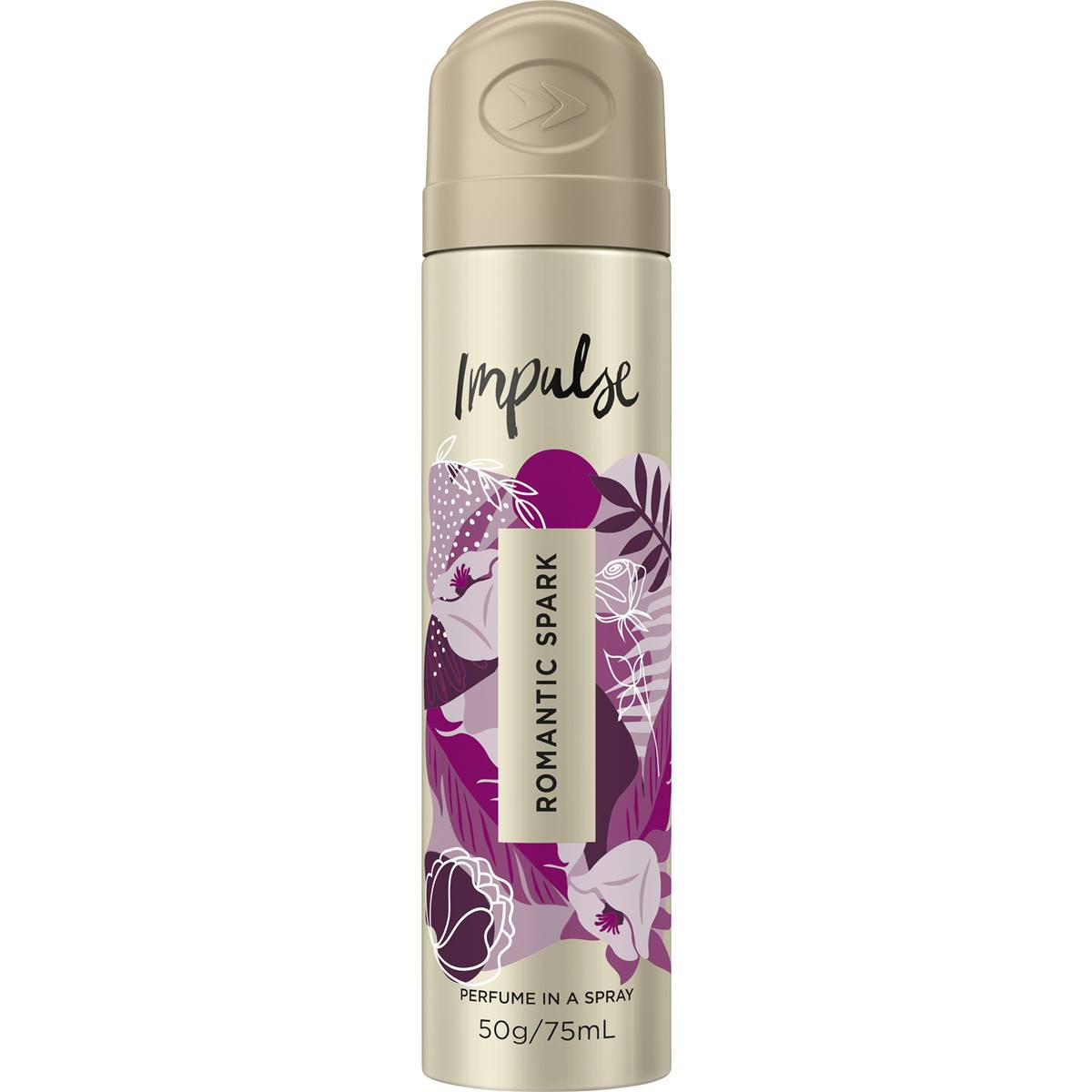 Impulse Women Aerosol Body Spray Deodorant Romantic Spark 75ml