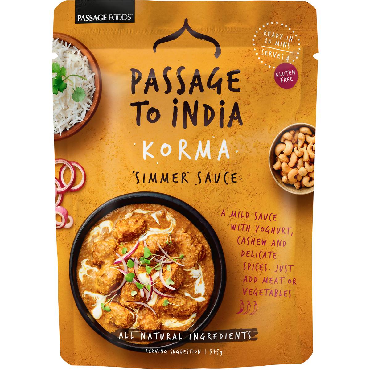 Passage To Asia Passage To India Simmer Sauce Curry Korma 375g