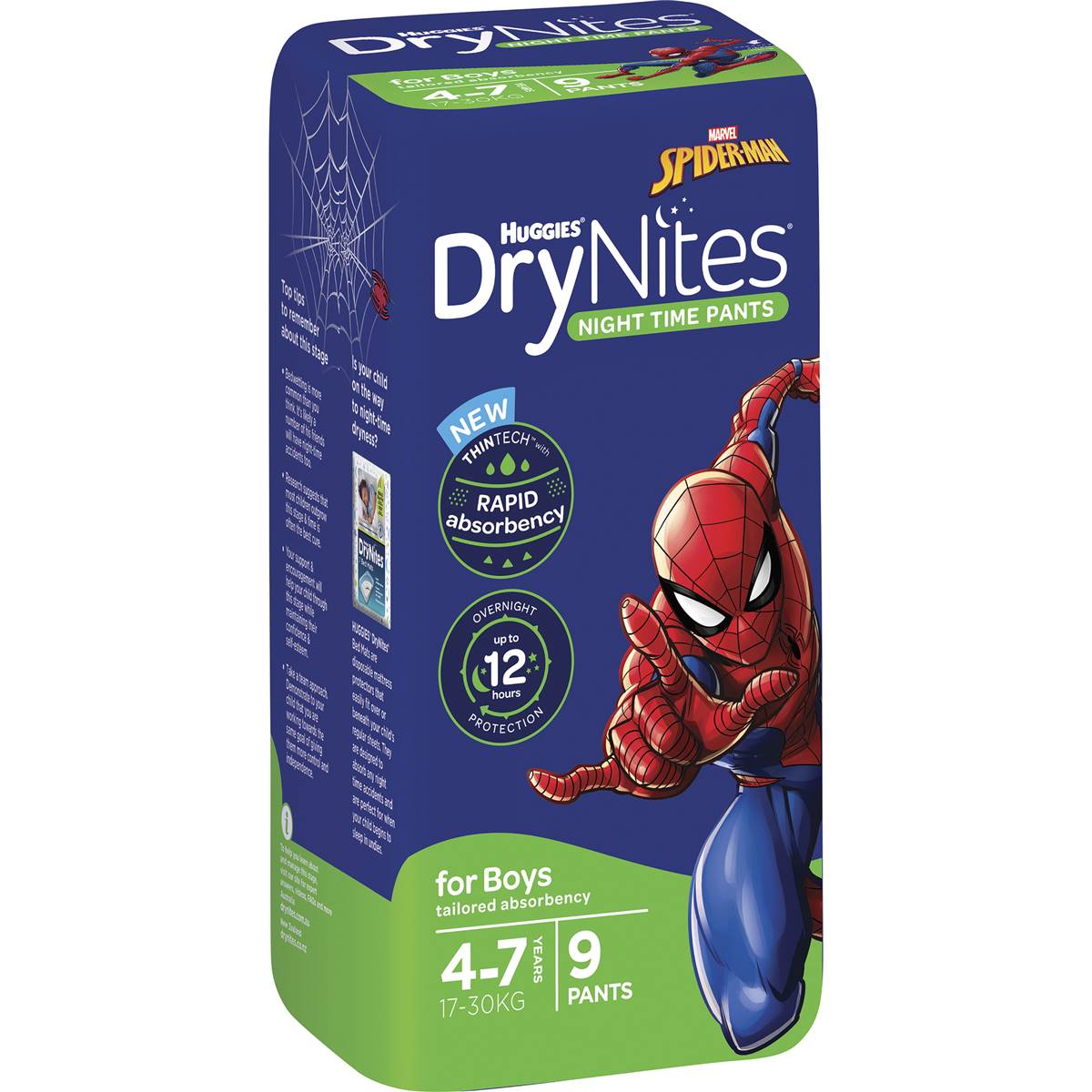 Huggies Drynites Night Time Pants For Boys 4-7 Years (17-30kg) 9 Pack