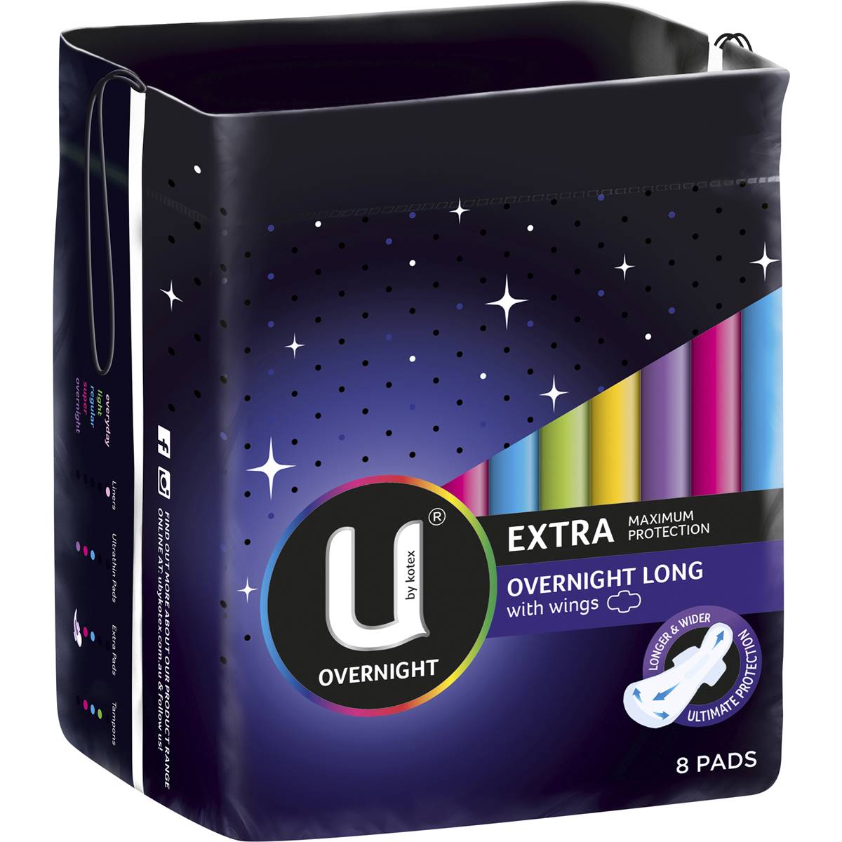 U By Kotex Extra Overnight Pads Long With Wings 8 Pack