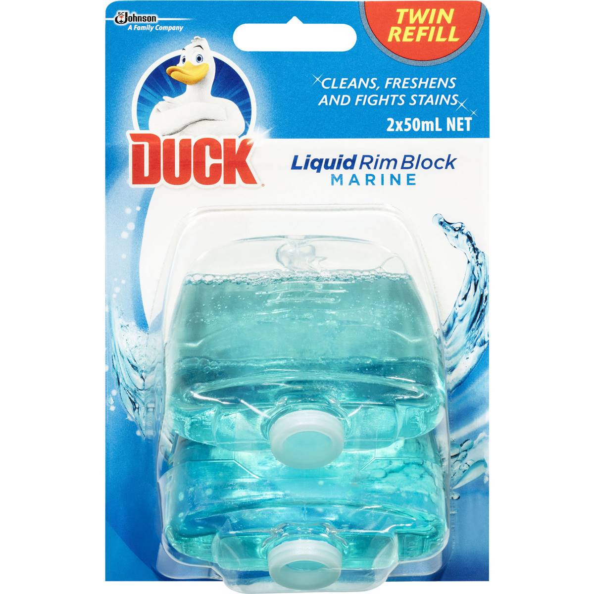 Duck Liquid Rim Block Toilet Cleaner Marine Twin Refill 2x50ml