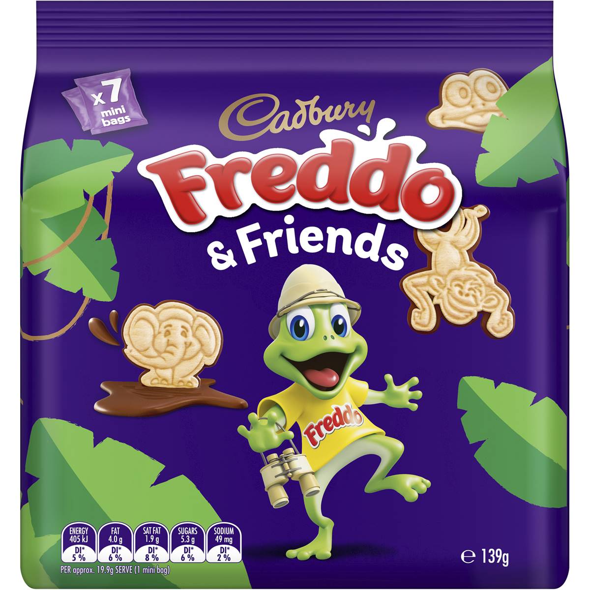 Cadbury Freddo & Friends Chocolate Dipped Biscuits Mini Bags 7x19g