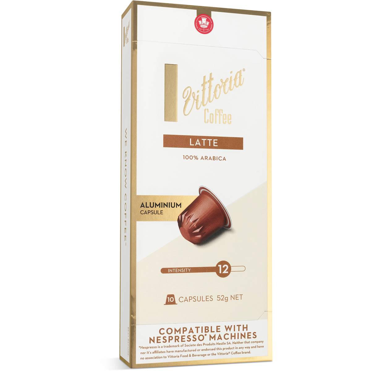 Vittoria Latte Nespresso Compatible Coffee Capsules 10 Pack