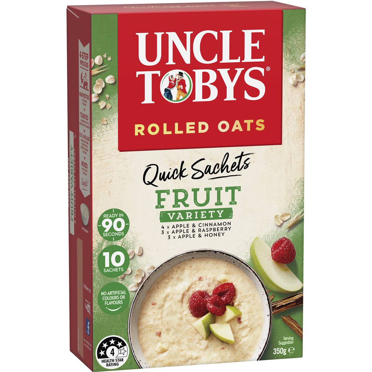 Uncle Tobys Oats Quick Sachets Fruit Variety Porridge 10x35g
