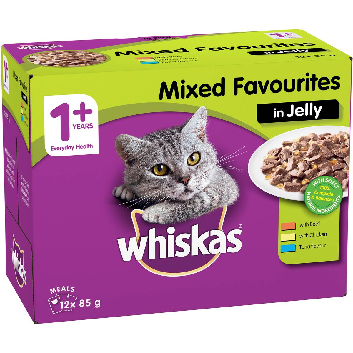 Whiskas 1+ Years Mixed Favourites In Jelly Wet Cat Food Pouch 12x85g