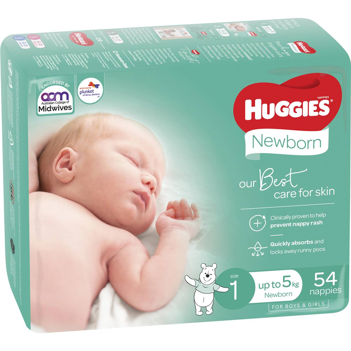 Huggies Newborn Nappies Size 1 (up To 5kg) 54 Pack