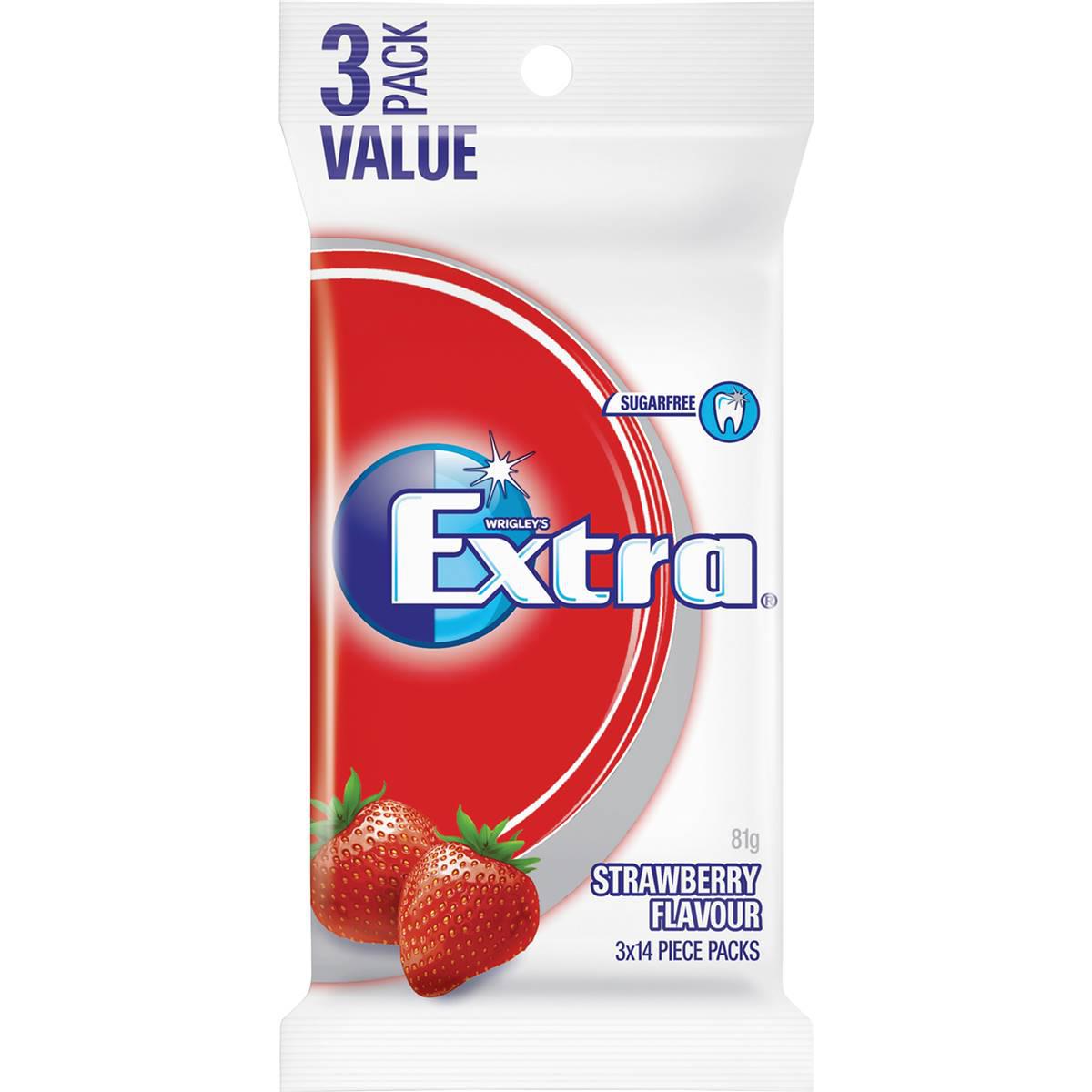 Extra Strawberry Sugar Free Chewing Gum 42pc 3x27g