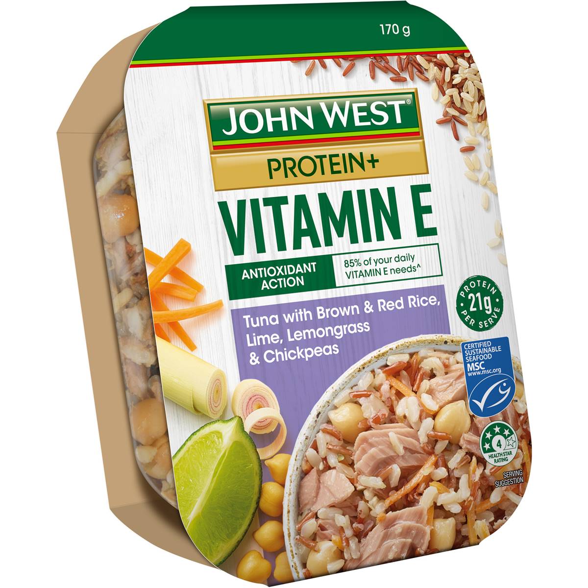 John West Protein+ Vitamin E Tuna Bowl Red Rice Lemongrass & Chickpeas 170g