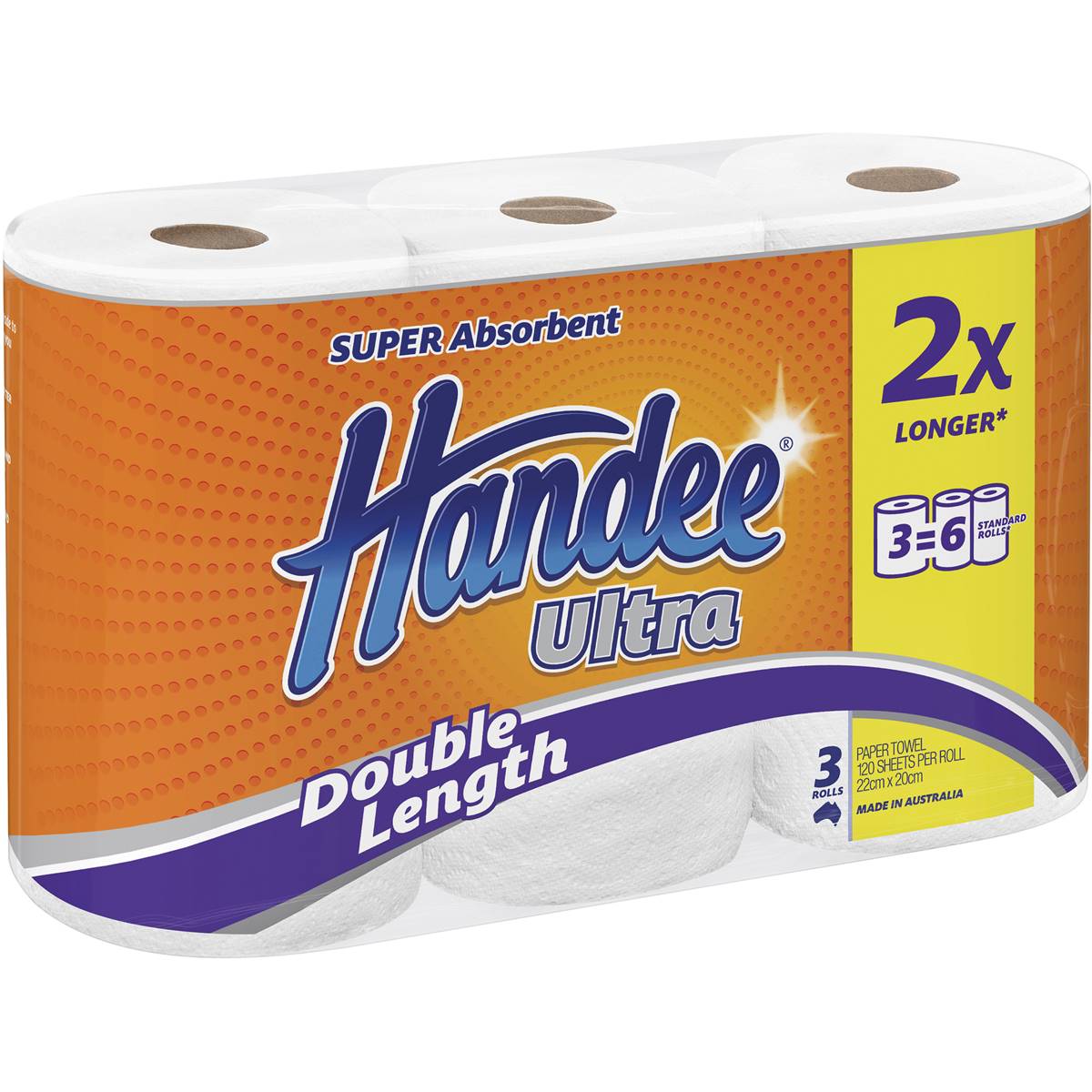 Handee Ultra Double Length Paper Towel White 360 Sheets 3 Pack