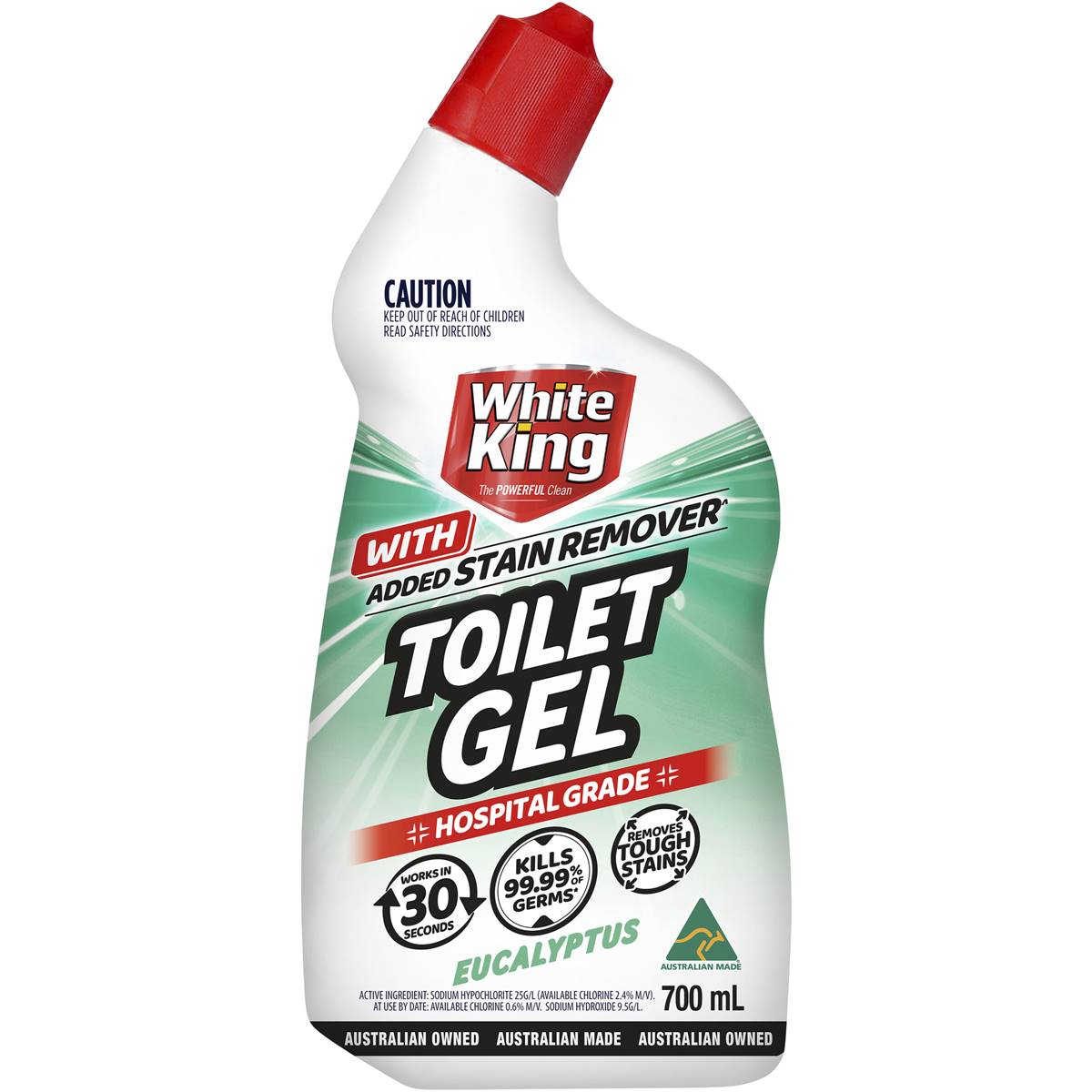 White King Toilet Gel With Added Stain Remover Eucalyptus 700ml