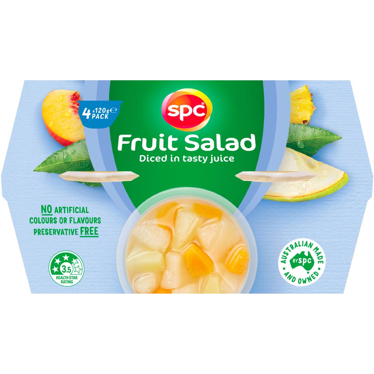 Spc Diced Fruit Salad In Juice Fruit Cups 4x120g