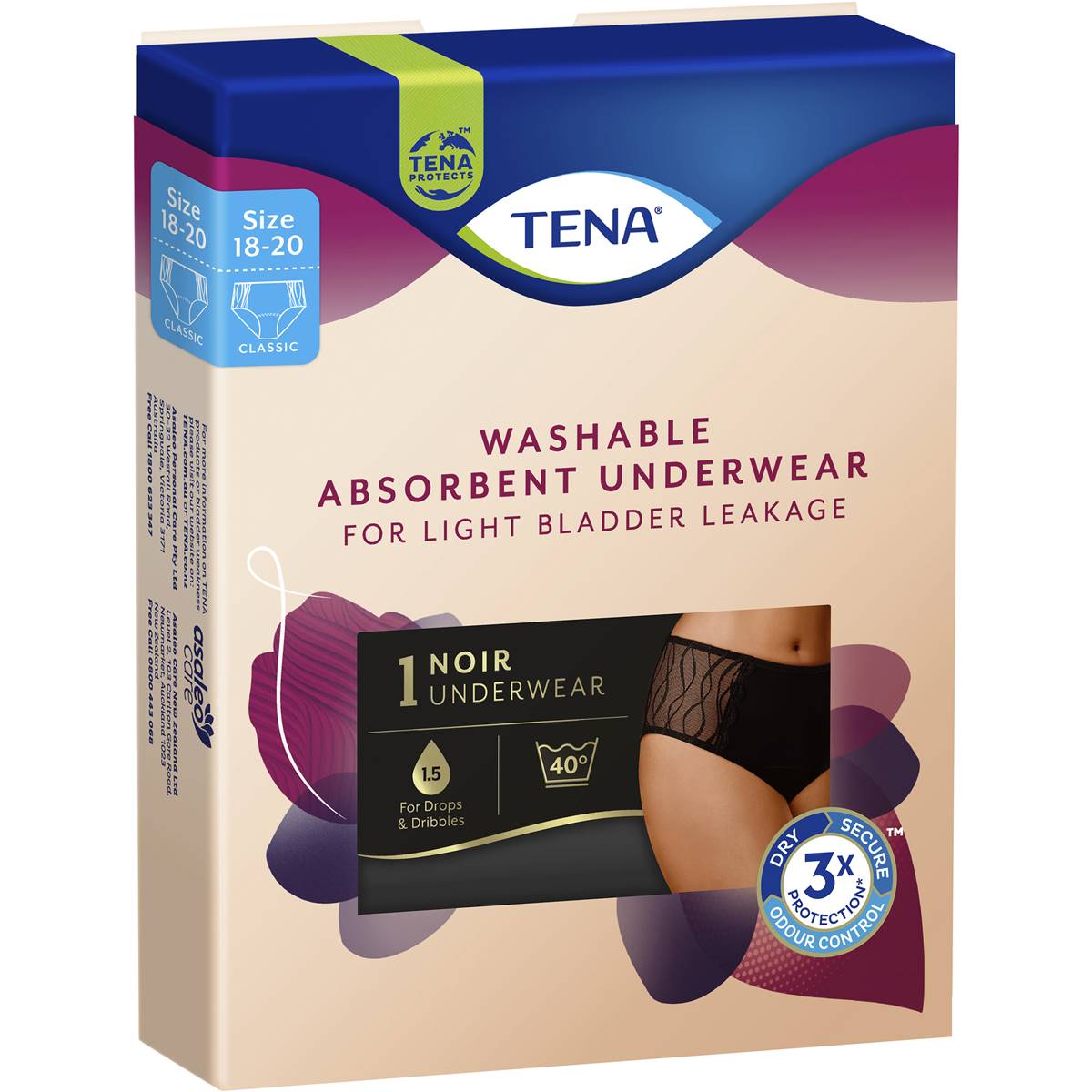 Tena Washable Absorbent Underwear Light Classic Size 18-20 1 Pack