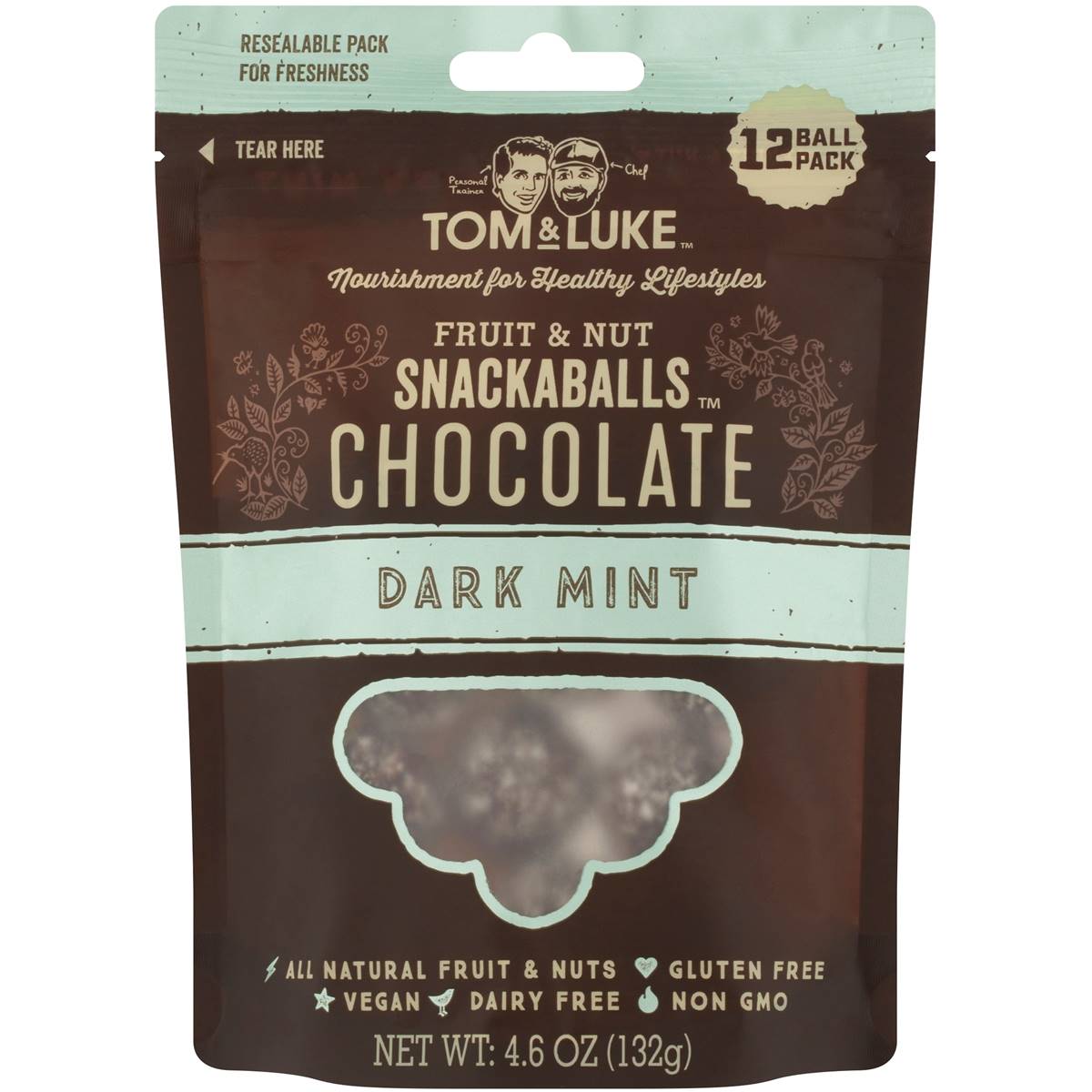 Tom & Luke Dark Chocolate & Mint Snackballs 132g