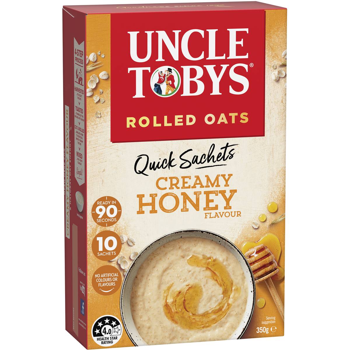 Uncle Tobys Oats Quick Sachets Creamy Honey Porridge 10x35g
