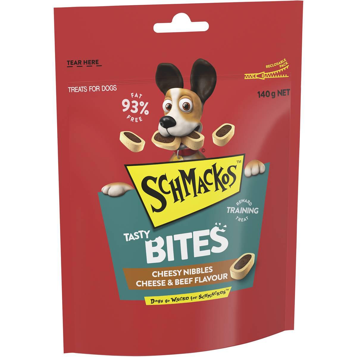 Schmackos Tasty Bites Cheesy Nibbles Cheese & Beef Dog Treats 140g