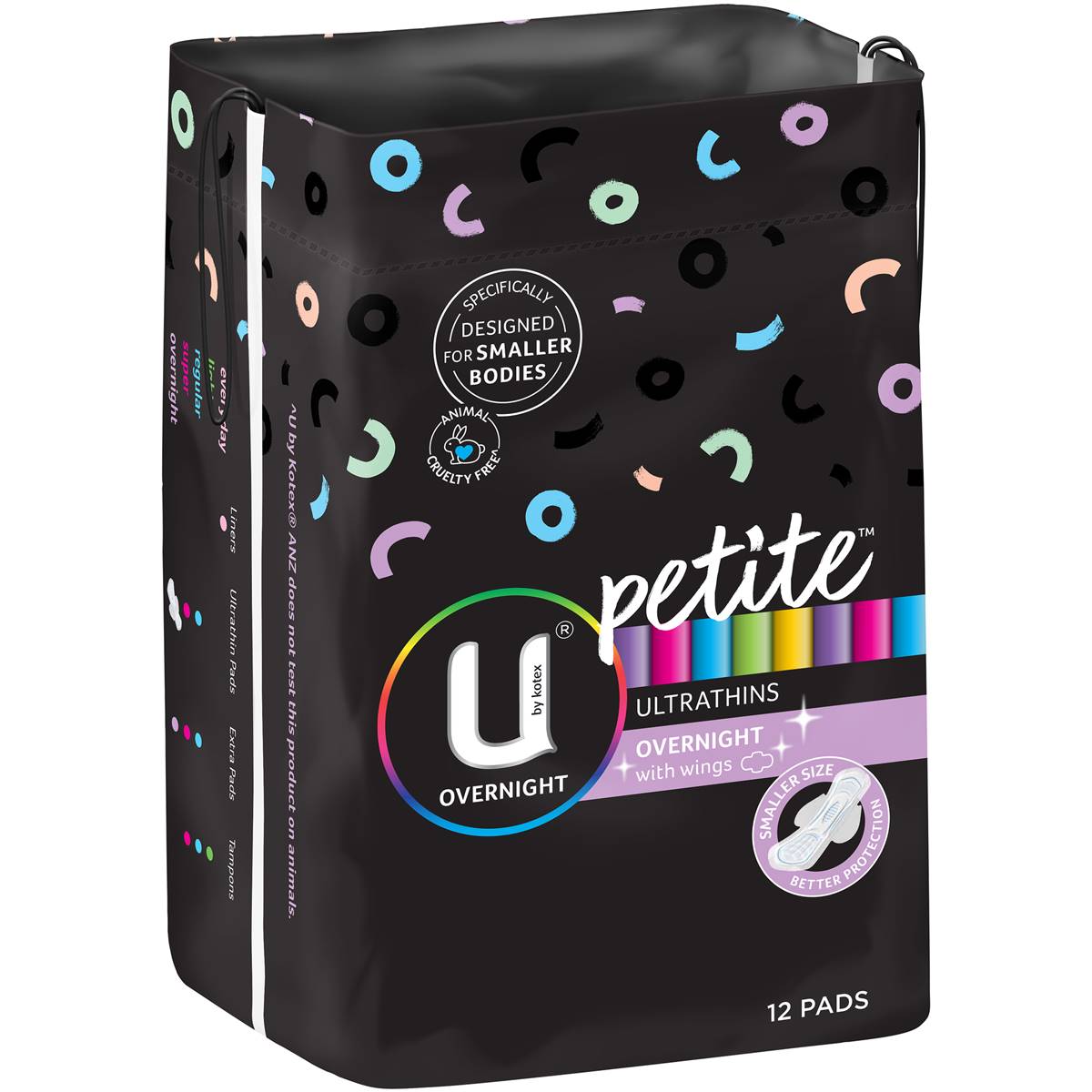 U By Kotex Petite Ultrathin Pads Overnight With Wings 12 Pack
