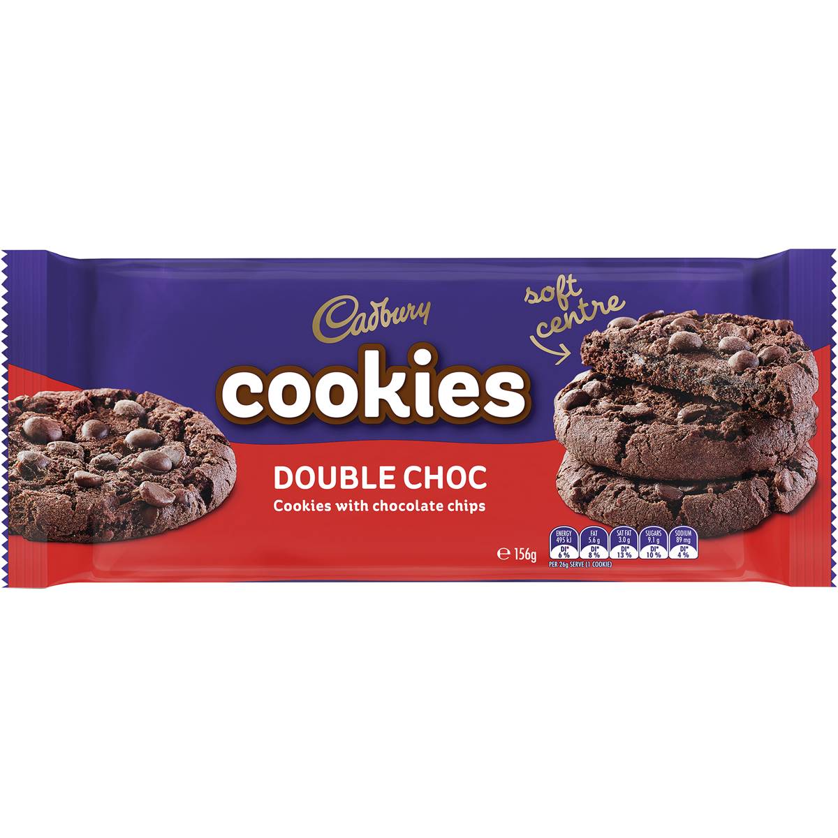 Cadbury Double Choc Cookies 156g