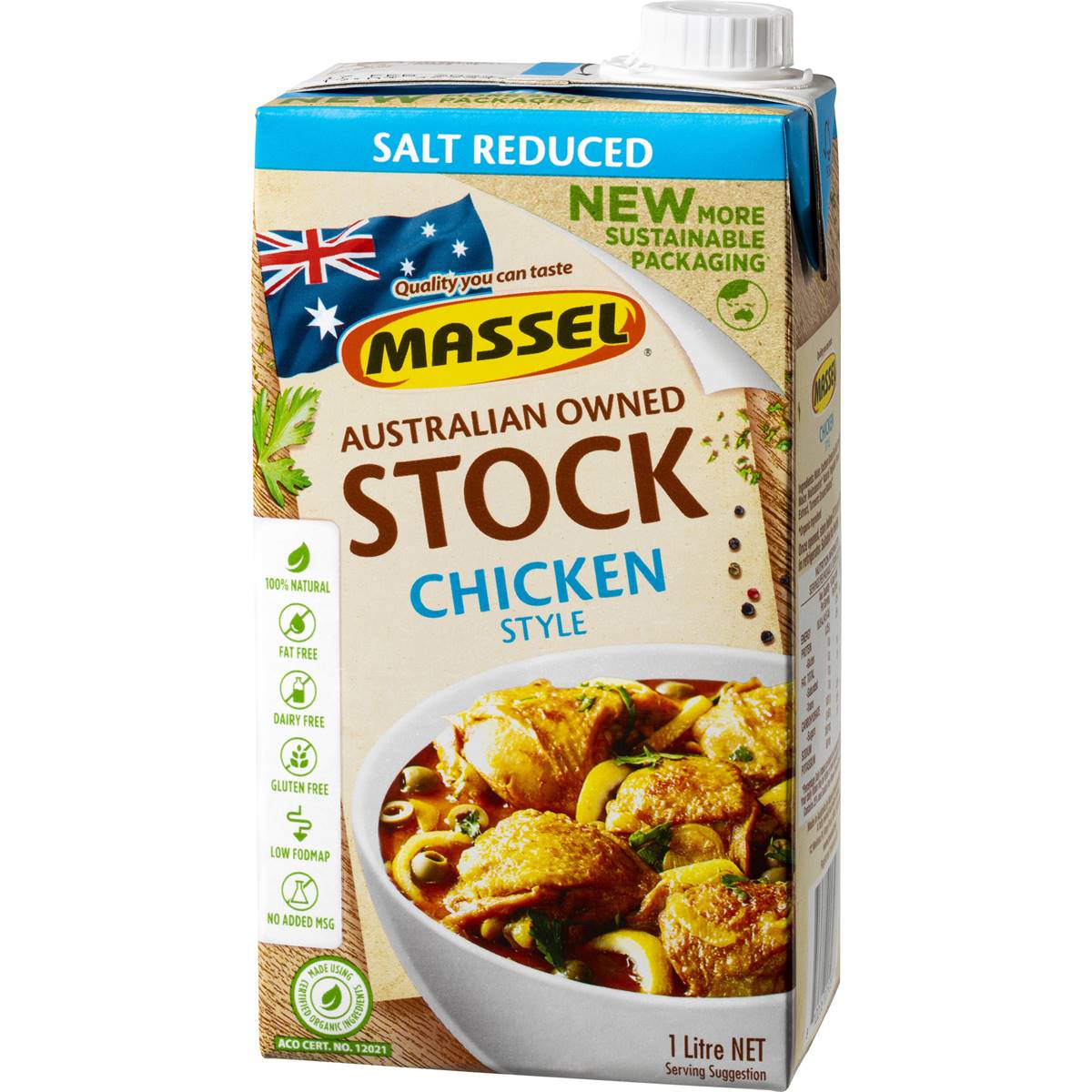 Massel Plant Based Chicken Style Liquid Stock Salt Reduced 1l
