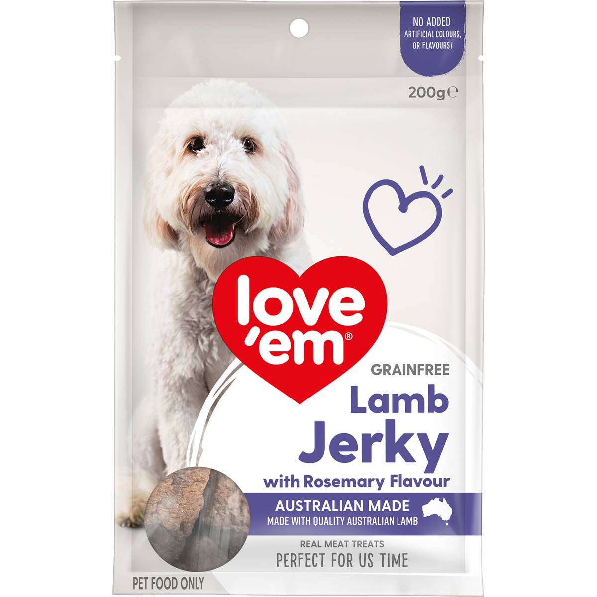 Love 'em Grain Free Dog Treats Lamb Jerky With Rosemary Flavour 200g