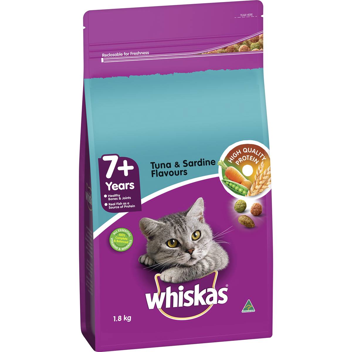Whiskas Tuna & Sardine 7+ Years Dry Cat Food 1.8kg