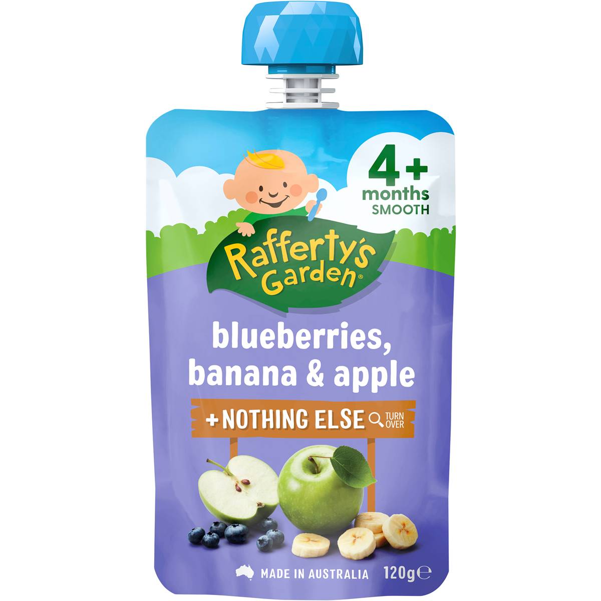 Rafferty's Garden Baby Food Pouch Blueberries Banana & Apple 4+ Months 120g