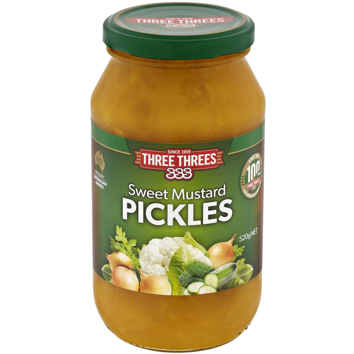 Three Threes Sweet Mustard Pickles 520g