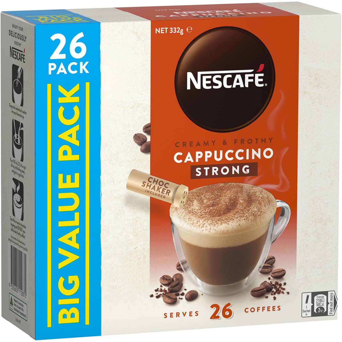 Nescafe Strong Cappuccino Coffee Sachets 26x12.7g